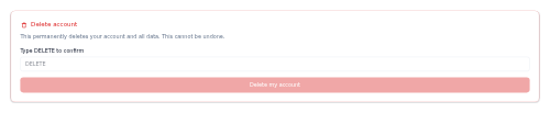 Delete Account preview