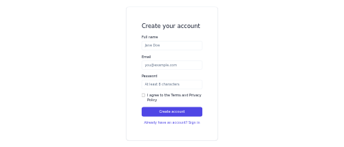 Signup Form preview
