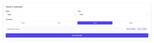 Trade-in Estimator preview