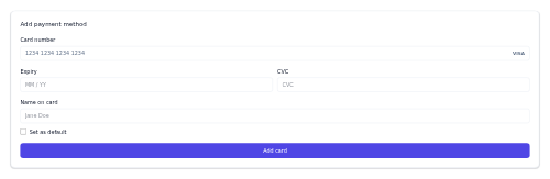Add Payment Method preview