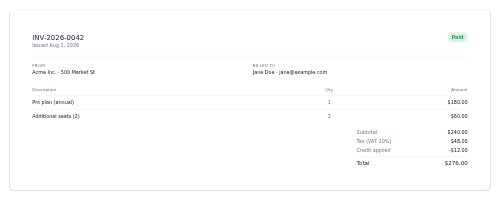 Invoice Detail preview