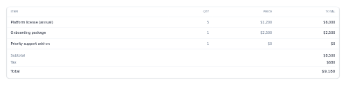 Quote Builder preview