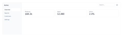 Dashboard Shell preview