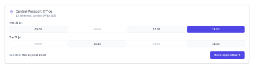 Government Appointment Booking preview