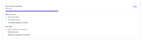 Onboarding Checklist preview
