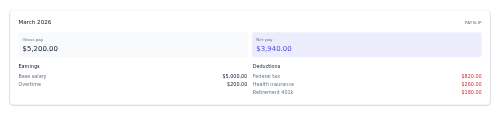 Payslip Summary preview