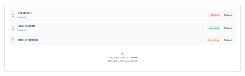 Claim Document Upload preview