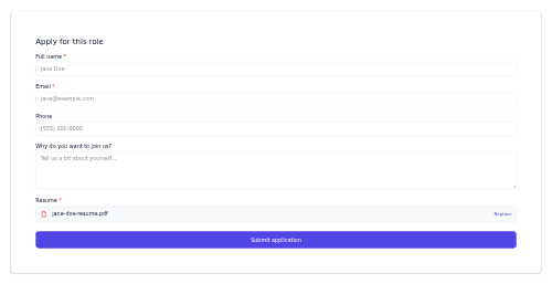 Application Form preview