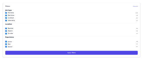 Job Filter Panel preview