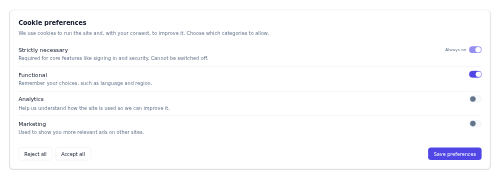 Cookie Preferences preview