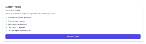 Pricing Quote preview