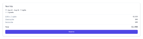 Booking Summary preview