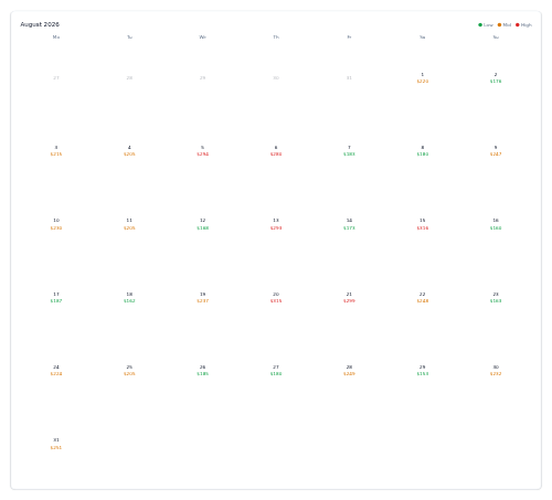 Price Calendar preview